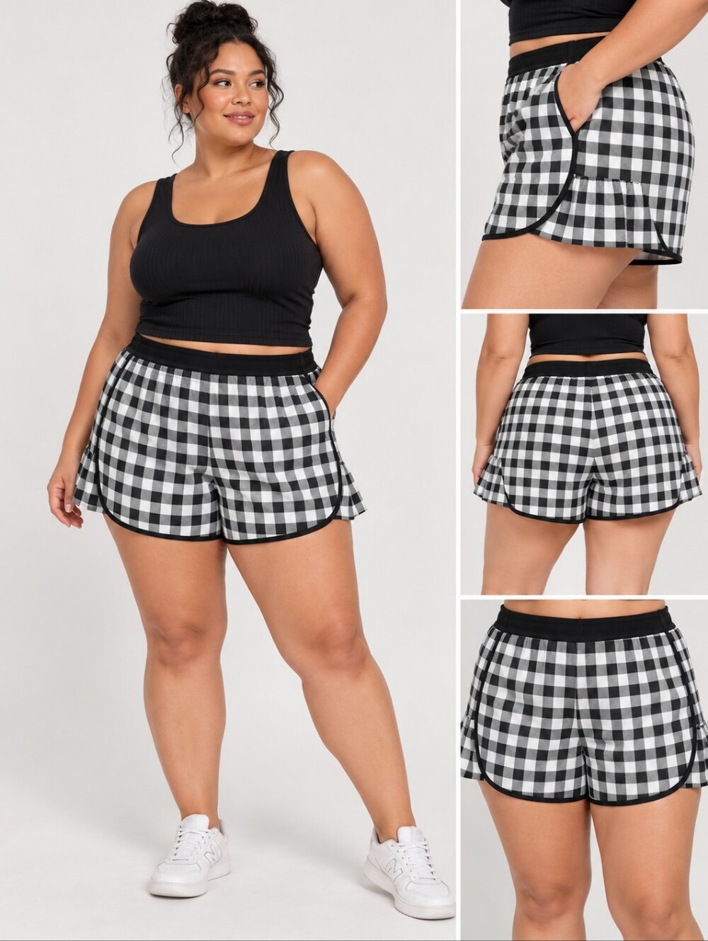 Old Navy Active Black & White Gingham Ruffle Running Shorts – XXL